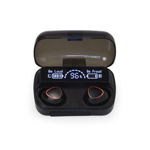 Brindes Personalizados para Empresas BH | Fone de Ouvido Preto Bluetooth Touch LED Case Carregador Tela Interativa