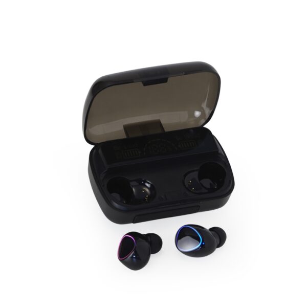 Brindes Personalizados para Empresas BH | Fone de Ouvido Preto Bluetooth Touch LED Case Carregador Tela Interativa
