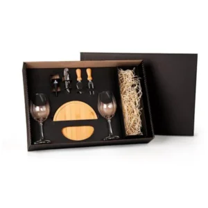 Kit Queijo e Vinho c/ Espaço p/ Garrafa - 7 Pçs