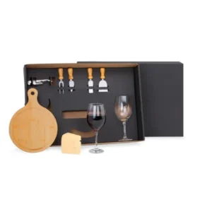 Kit Queijo e Vinho c/ Tábua Redonda - 8 Pçs
