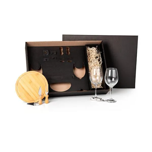 Kit Queijo e Vinho c/ Espaço p/ Garrafa - 7 Pçs - Imagem 3