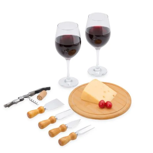 Kit Queijo e Vinho c/ Abridor Saca Rolhas- 8 Pçs - Imagem 3