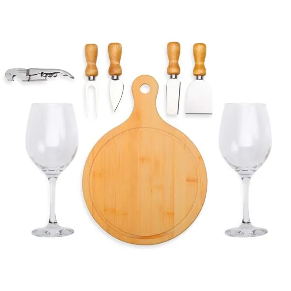 Kit Queijo e Vinho c/ Tábua Redonda - 8 Pçs - Imagem 4